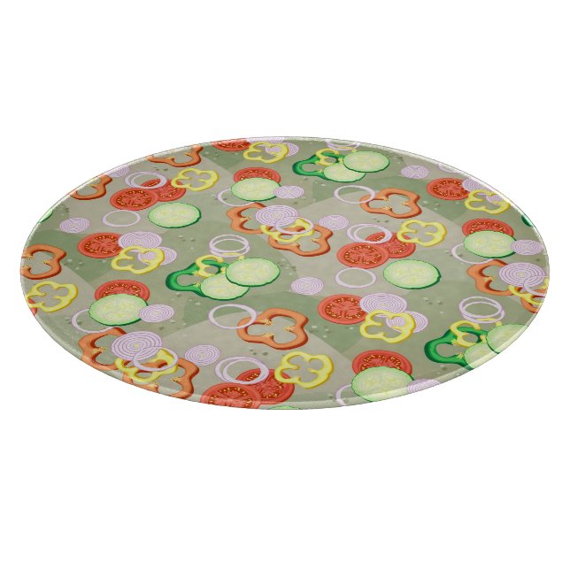 Textur mit Scheiben von Gemüse Schneidebrett (Ecke)