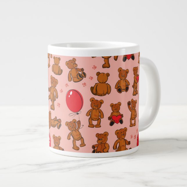 Textur mit Teddybären, Herz Jumbo-Tasse (Vorderseite Rechts)