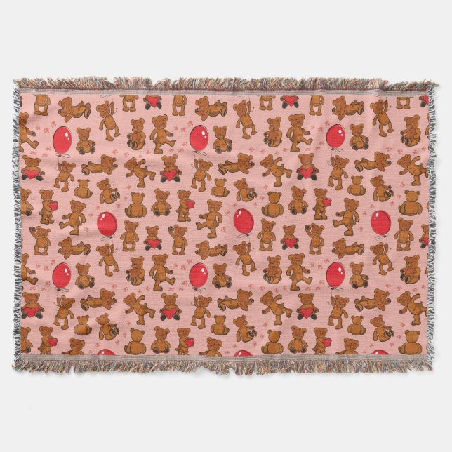 Textur mit Teddybären, Herzen Decke (Vorderseite)