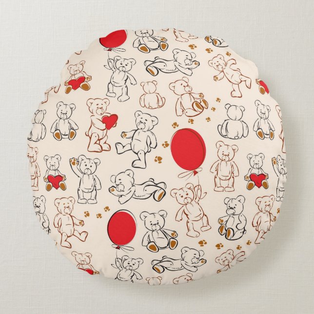 Textur mit Teddybären Rundes Kissen (Vorderseite)