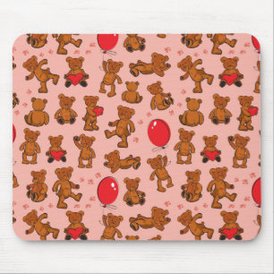 Textur mit Teddybären und Herzen Mousepad