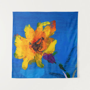Textur-Ölgemälde Blumen, Gemalt Wildblumen Wandteppich