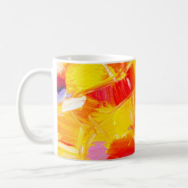 Textur Ölgemälde Fruchtmalerei farbenfrohe Flora Kaffeetasse (Links)