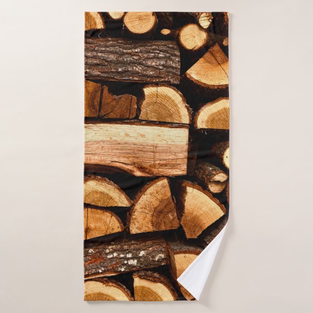 Textur. Pile aus gehacktem Brennholz, Winter Badehandtuch (Badehandtuch)