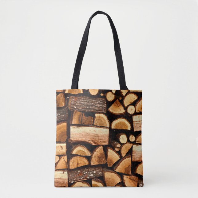 Textur. Pile aus gehacktem Brennholz, Winter Tasche (Vorderseite)