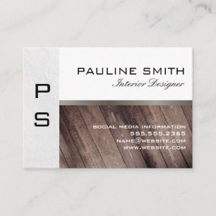 Textur und Holz mit Monogramm Visitenkarte