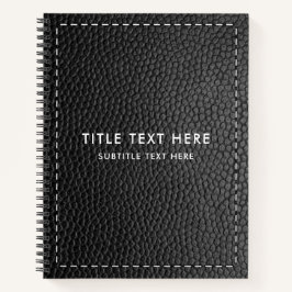 Textur und Sticken aus schwarzem Leder Notizbuch