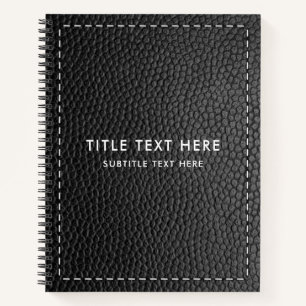 Textur und Sticken aus schwarzem Leder Notizbuch