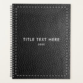 Textur und Sticken aus schwarzem Leder Planer