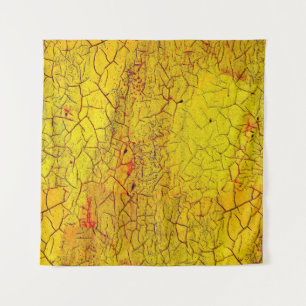 Textur von alter gelber Farbe gerissenabstract,gea Wandteppich