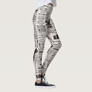 Textur Zeitungs-Leggings Leggings