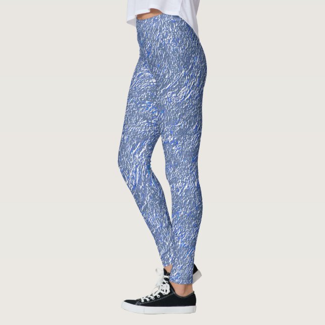 Textura rústica azul e efeito prateado leggings (Links)