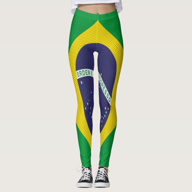 Texture Brésil Drapeau Legging (Devant)