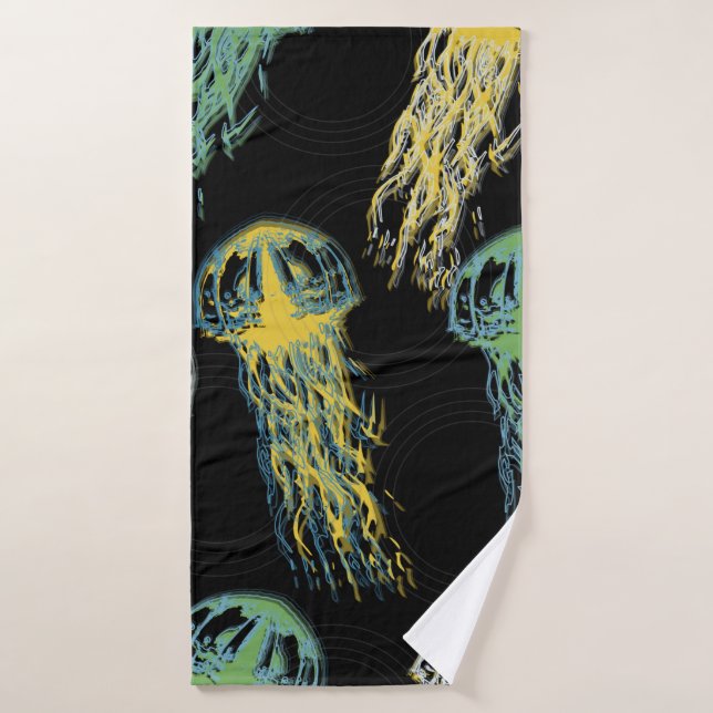 Texture de méduse dessinée à la main. Raster, main (Serviette de bain)