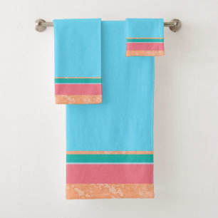 Texture de pêche avec corail et rayures Turquoise