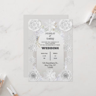 Texture Floral Nikah Faire-part de mariage islamiq