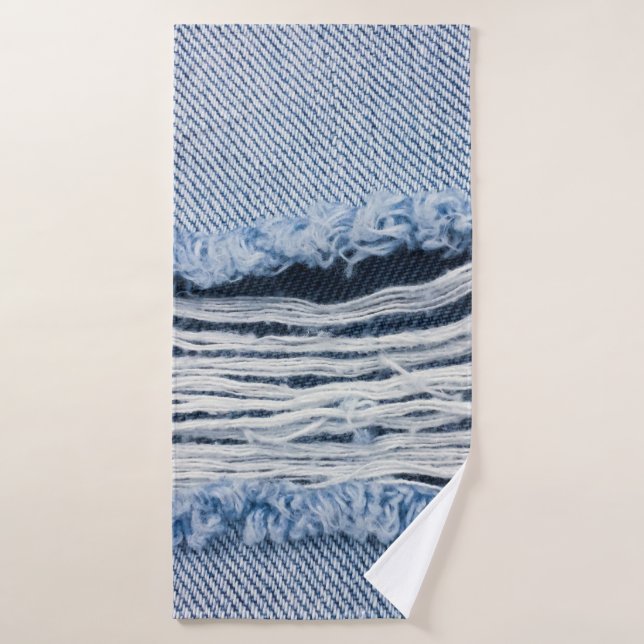 Texture Jeans bleu clair déchirée. (Serviette de bain)