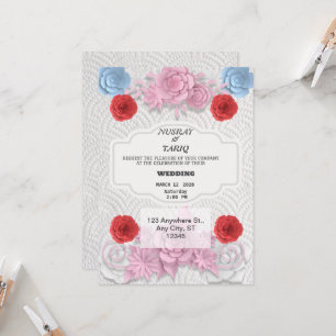 Texture simple Floral Faire-part de mariage islami