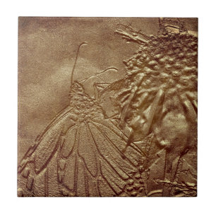Textured Aged Butterfly Nature Art Tile Fliese