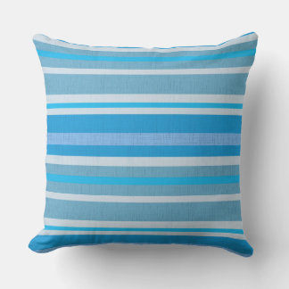TEXTURED BLUE COTTON STRIPES Kissen werfen Für Draußen