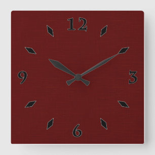 Textured dark red, red-brown. quadratische wanduhr