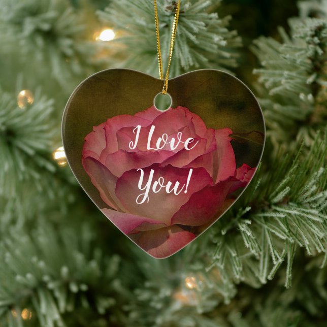 Textured Deep Pink Rose Ornament (Baum)