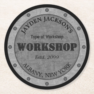 Textured Effect Shop Werkstatt Shed Man Höhle Runder Pappuntersetzer