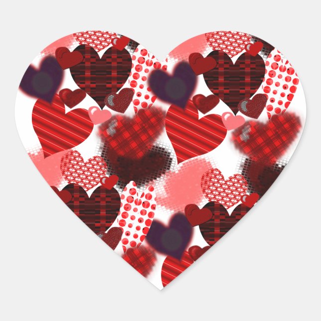 Textured Heart Collage Herz-Aufkleber (Vorderseite)