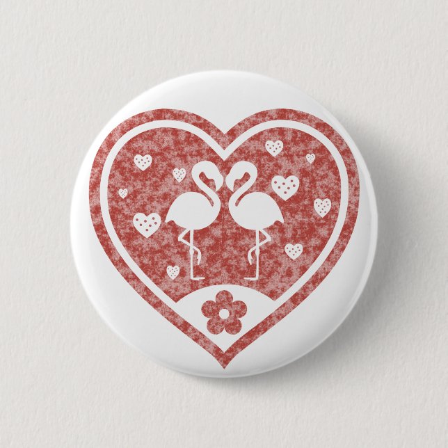 Textured Heart Flamingo Liebe Button (Vorderseite)