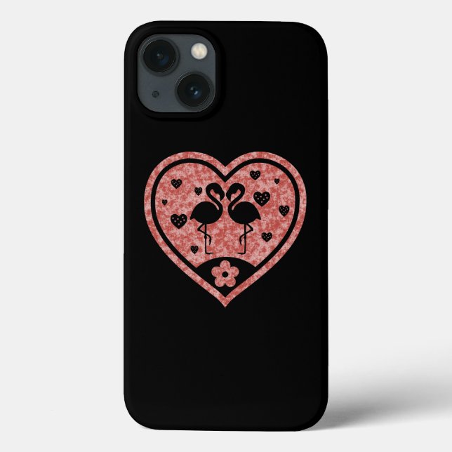 Textured Heart Flamingo Liebe Case-Mate iPhone Cas Hülle (Rückseite)