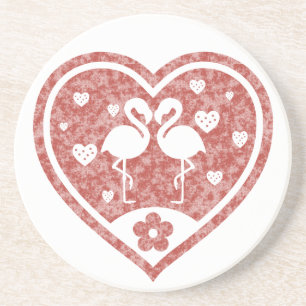 Textured Heart Flamingo Liebe Getränkeuntersetzer