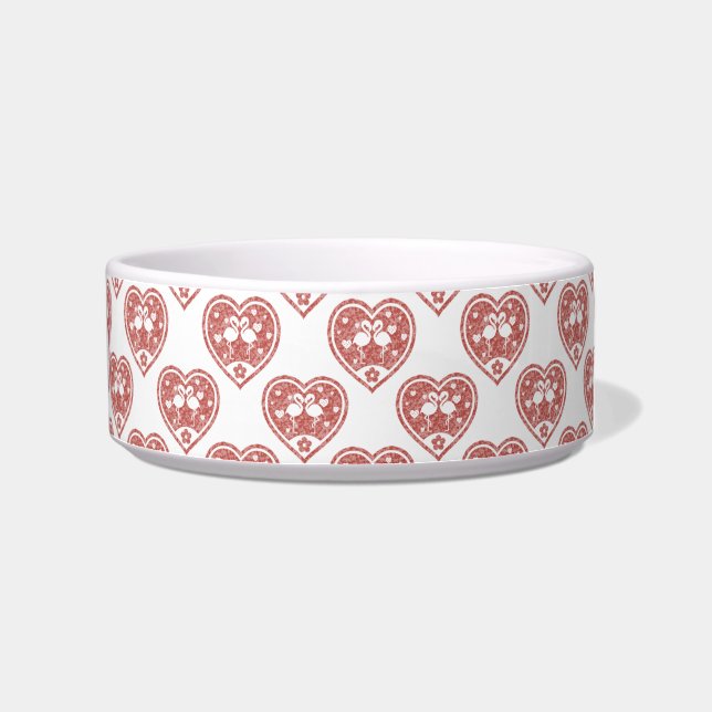 Textured Heart Flamingo Liebe - Individuelle Name Napf (Rechts)