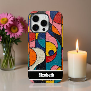 Textured Impasto Earthy Geometric Smartphone iPhone 16 Pro Hülle