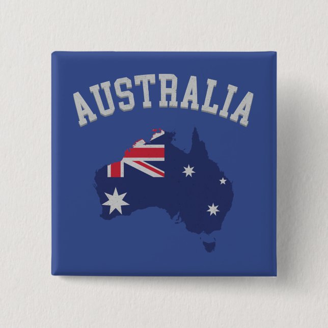 Textured Look Australia Flag Map & Text Button (Vorderseite)