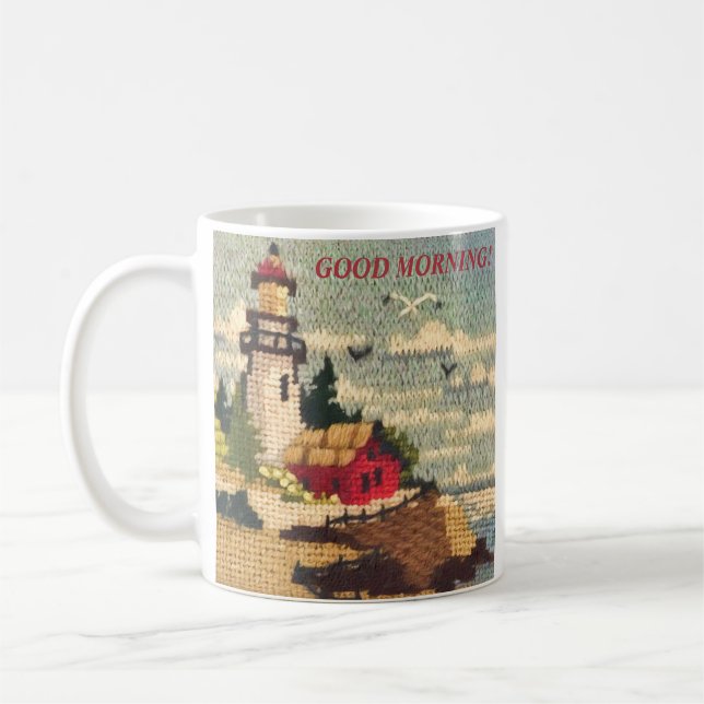 TEXTURED NEEDLEPOINT LIGHTHOS FRIEDLICHE SAASKAP  KAFFEETASSE (Links)