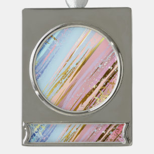 Textured Pink Background Banner-Ornament Silber