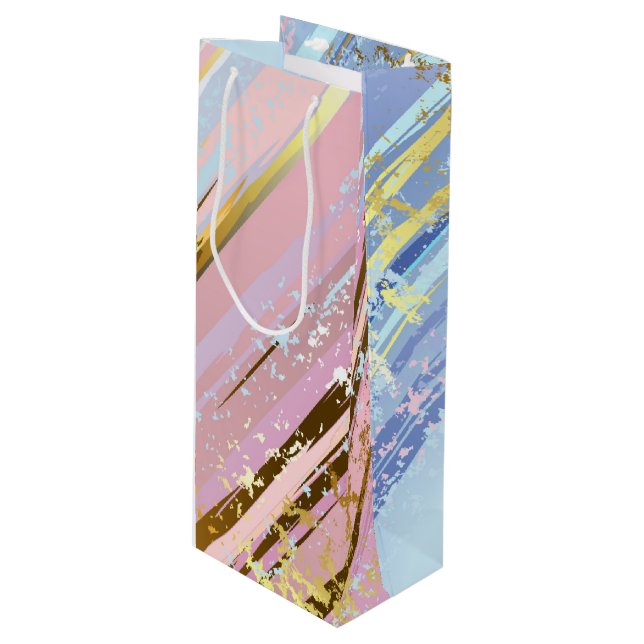Textured Pink Background Geschenktüte Für Weinflaschen (Vorderseite Schrägansicht)
