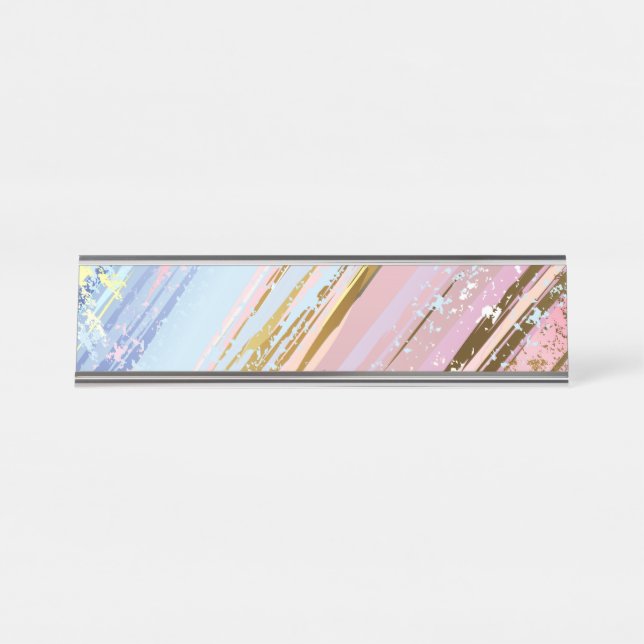 Textured Pink Background Schreibtischnamensplakette (Vorderseite )