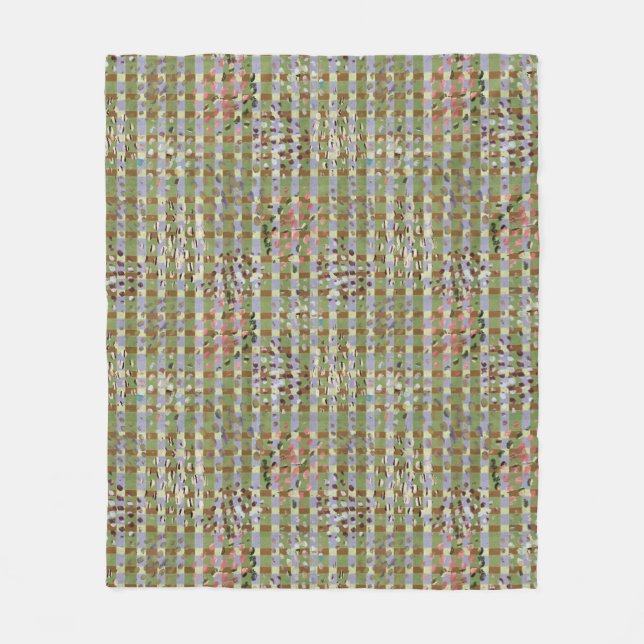Textured Pointillism Grid Pattern Artwork Fleecedecke (Vorderseite)