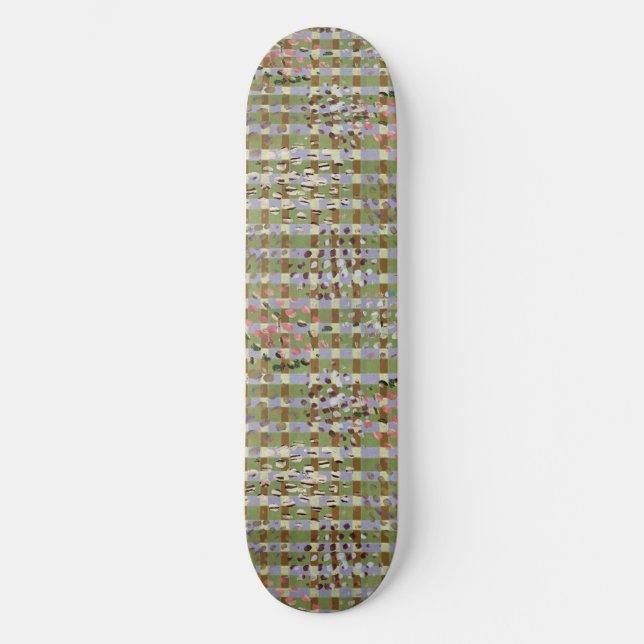 Textured Pointillism Grid Pattern Artwork Skateboard (Vorderseite)