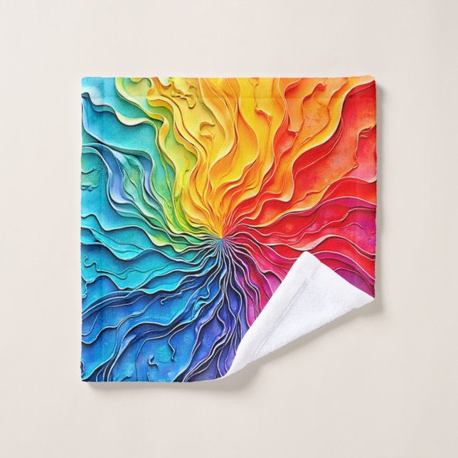 Textured Rainbow Swirl Art (Gant de toilette)
