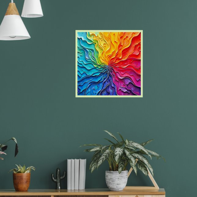 Textured Rainbow Swirl Art Poster (Wohnzimmer 1)
