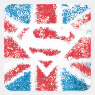 Textured S-Shield Over Flag Quadratischer Aufkleber