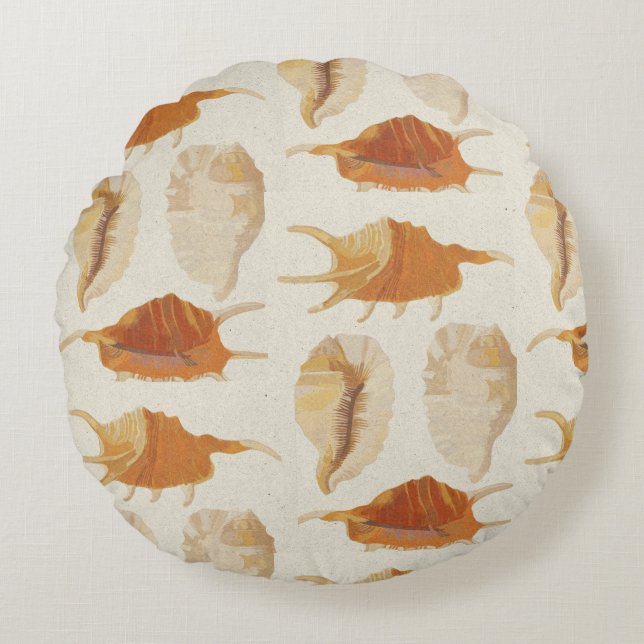 Textured Seashells Rundes Kissen (Vorderseite)