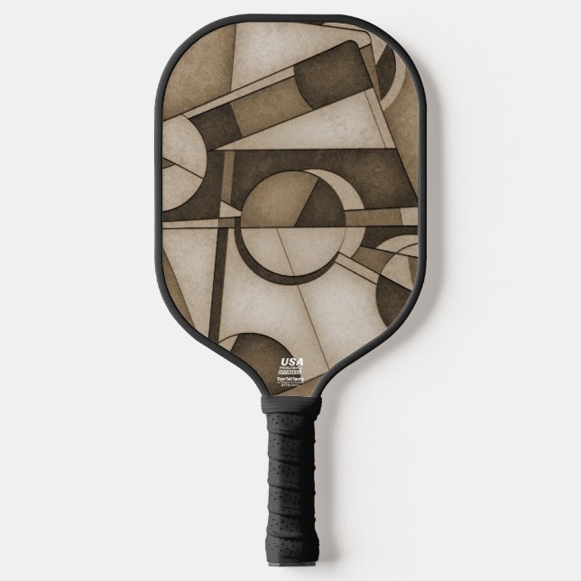 Textured Sepia Toned Geometric Abstract Art Pickleball Schläger (Vorderseite)