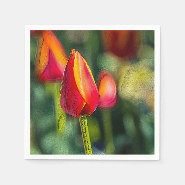 Textured Tulip Garden Serviette (Vorderseite)