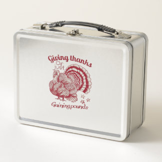 Textured Turkey Drawing in Rich Red Sepia on Pale  Metall Brotdose