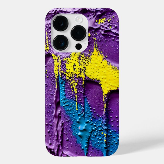 Texturen Lila blaugelbe Explosion Fun Farben Case-Mate iPhone 14 Pro Hülle (Rückseite)