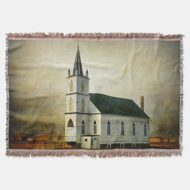 Texturierte Country Church Throw Blanket Decke (Vorderseite)