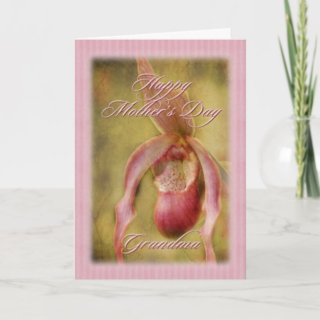 Texturierte Dame Slipper Orchid Mutter Day Card Karte (Vorderseite)